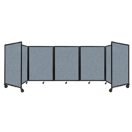 Versare Room Divider 360 Folding Portable Partition 14' x 4' Powder Blue Fabric 1148504